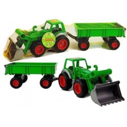 Traktorius su priekaba, žalias