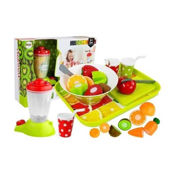 Žaislinė daržovių ir vaisių rinkinys su maišytuvu ir dėklu