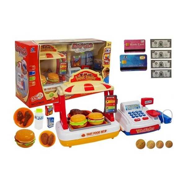 Žaislinis greito maisto krautuvėlė  + priedai
