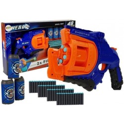 Žaislinis pistoletas, besisukantis, mėlynas ir oranžinis