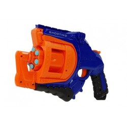 Žaislinis pistoletas, besisukantis, mėlynas ir oranžinis